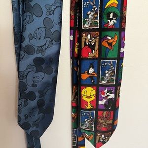 Two vintage ties: Mickey Mouse & Looney Tunes